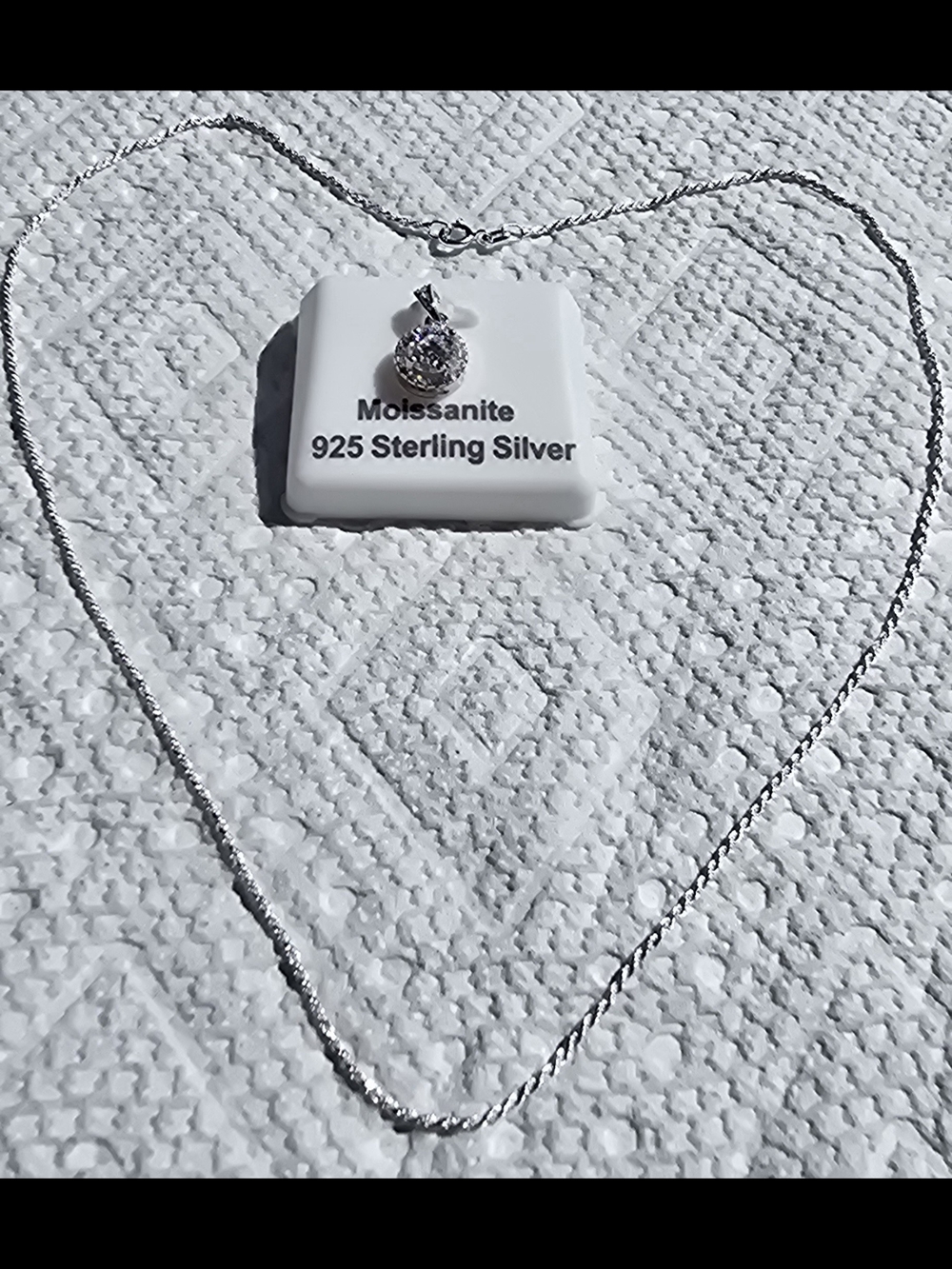 Sterling Silver Moissanite Pendant Necklace - White
